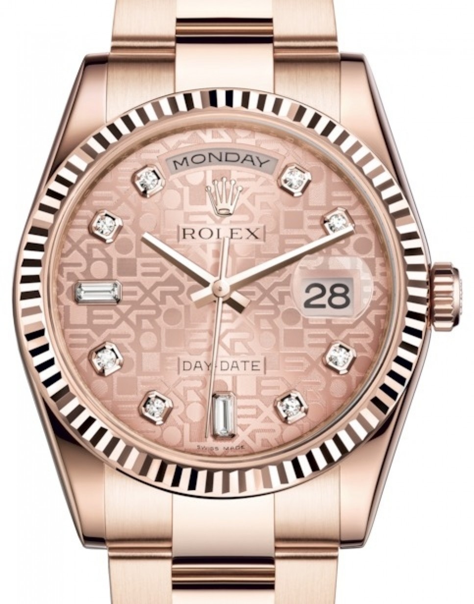Rolex 36 Rose Gold Pink Jubilee Diamond Dial & Fluted Bezel Oyster Bracelet 118235 - BRAND NEW