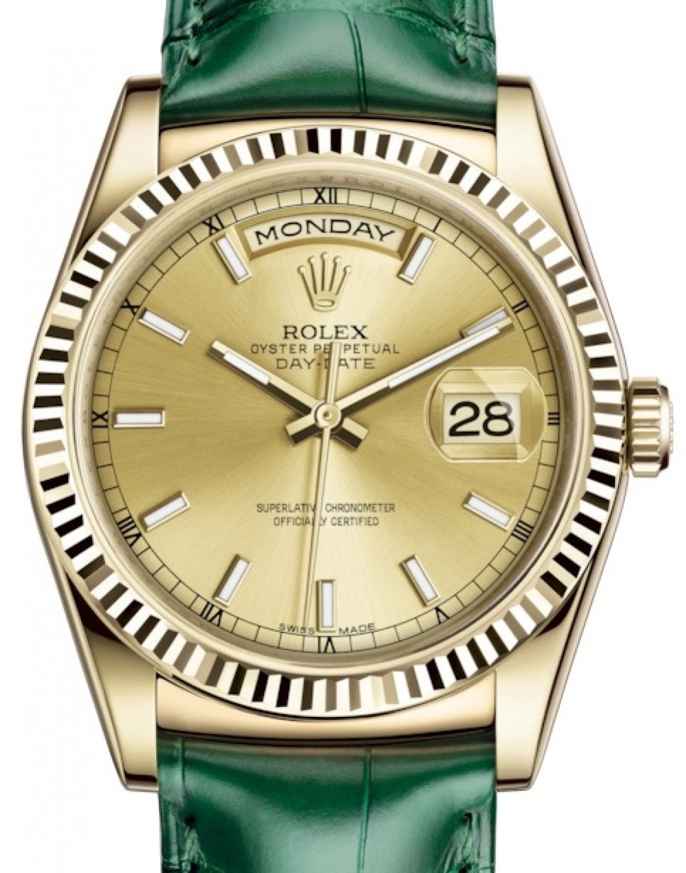 gold rolex leather band