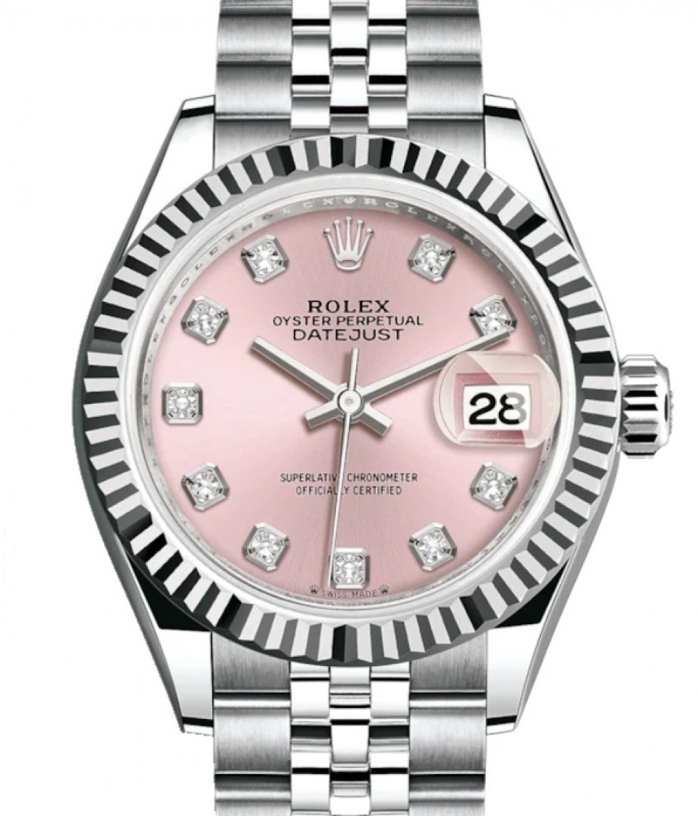 tonehøjde Inficere midtergang Rolex Lady-Datejust 28 279174 Pink Diamond Fluted White Gold Stainless  Steel Jubilee 28mm Automatic - BRAND NEW