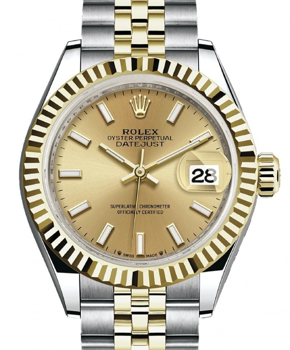 Rolex Datejust 279173 Champagne Index Fluted Bezel Yellow & Stainless Jubilee - BRAND NEW