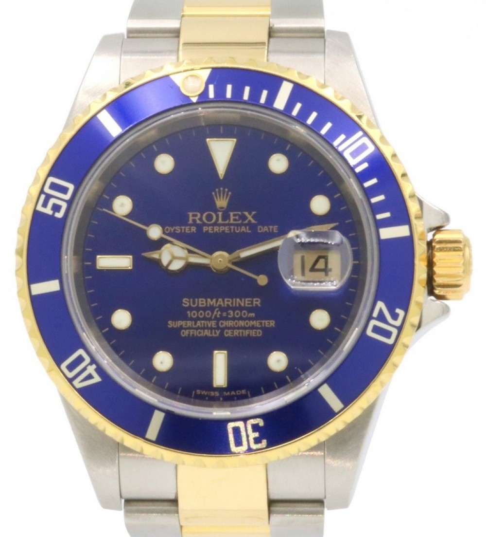 Submariner 16613 Blue Date 18k Yellow Gold Stainless Gold-Through