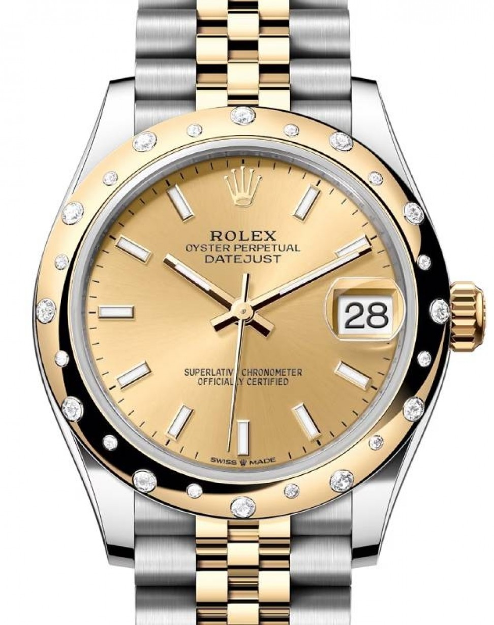 Rolex Datejust 31 Champagne Dial Diamond Bezel Watch