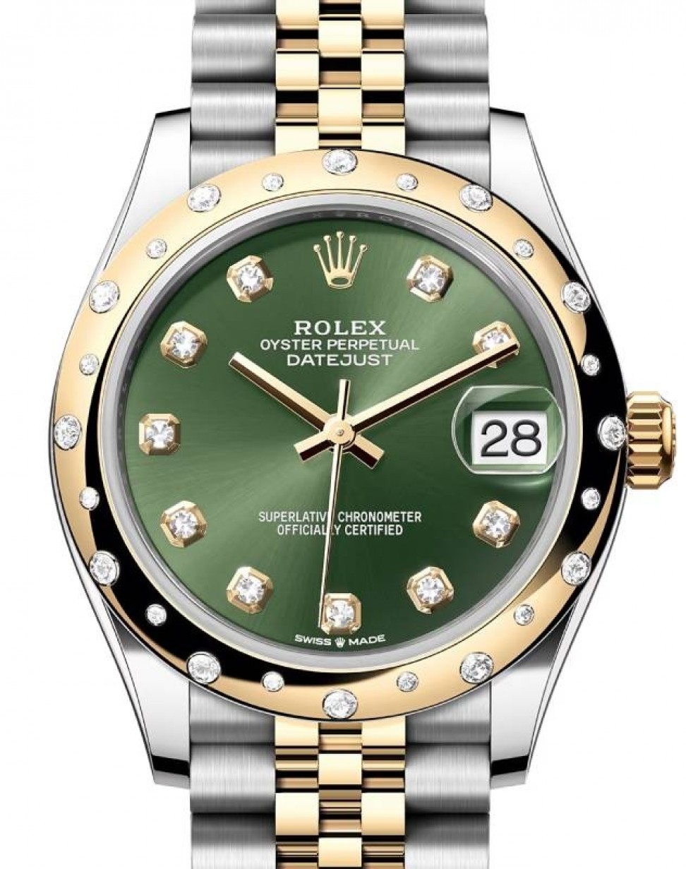 Rolex Datejust 31 Steel & Yellow Gold Olive Green Diamond Dial