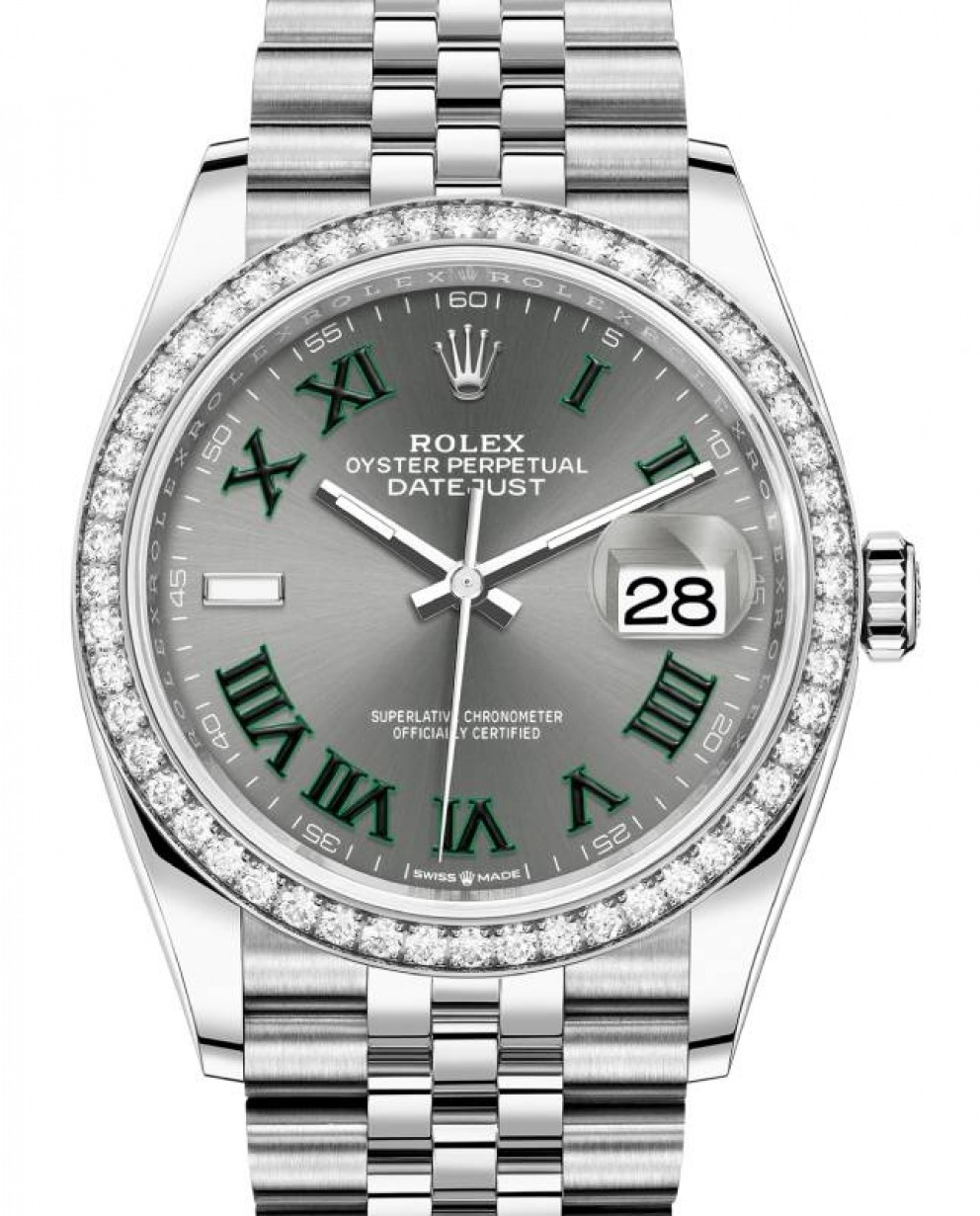 Bryggeri jævnt flyde Rolex Datejust 36 White Gold/Steel "Wimbledon" Slate Dial Diamond Bezel  Jubilee Bracelet 126284RBR - BRAND NEW