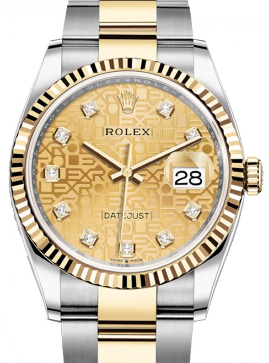 rolex datejust two tone champagne dial