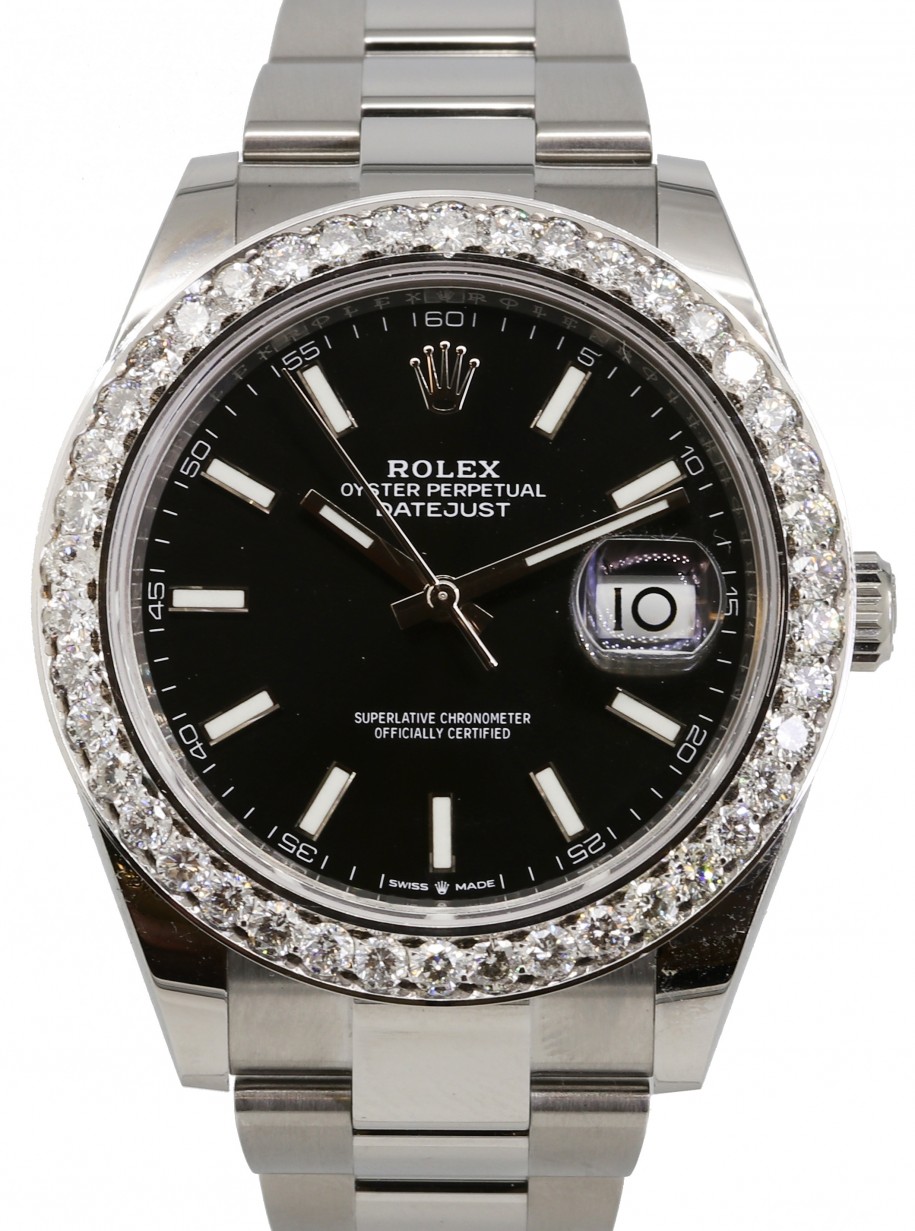 Rolex Datejust 41 126300 Black Index Diamond Stainless Steel