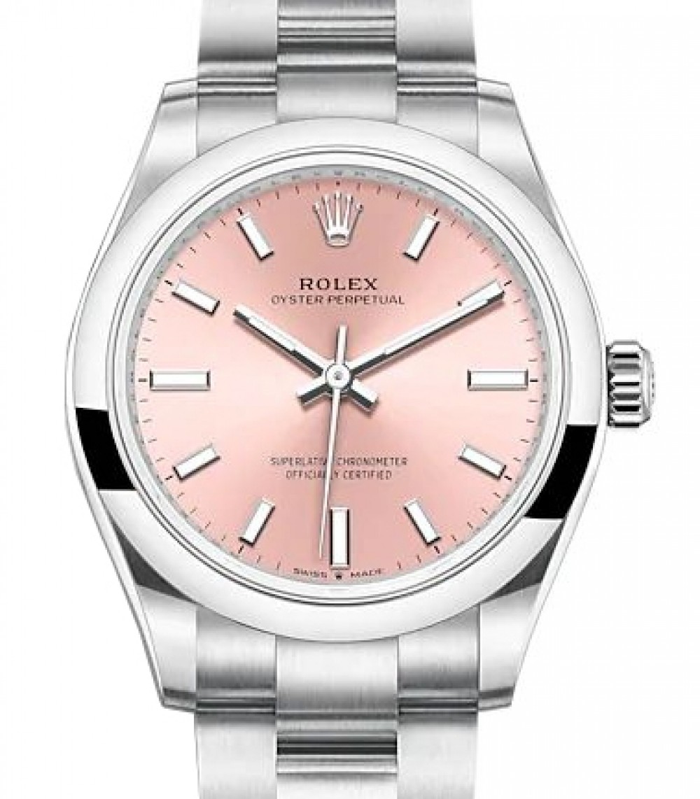 Rolex Oyster Perpetual 31 Stainless Steel Pink Index Dial & Smooth ...