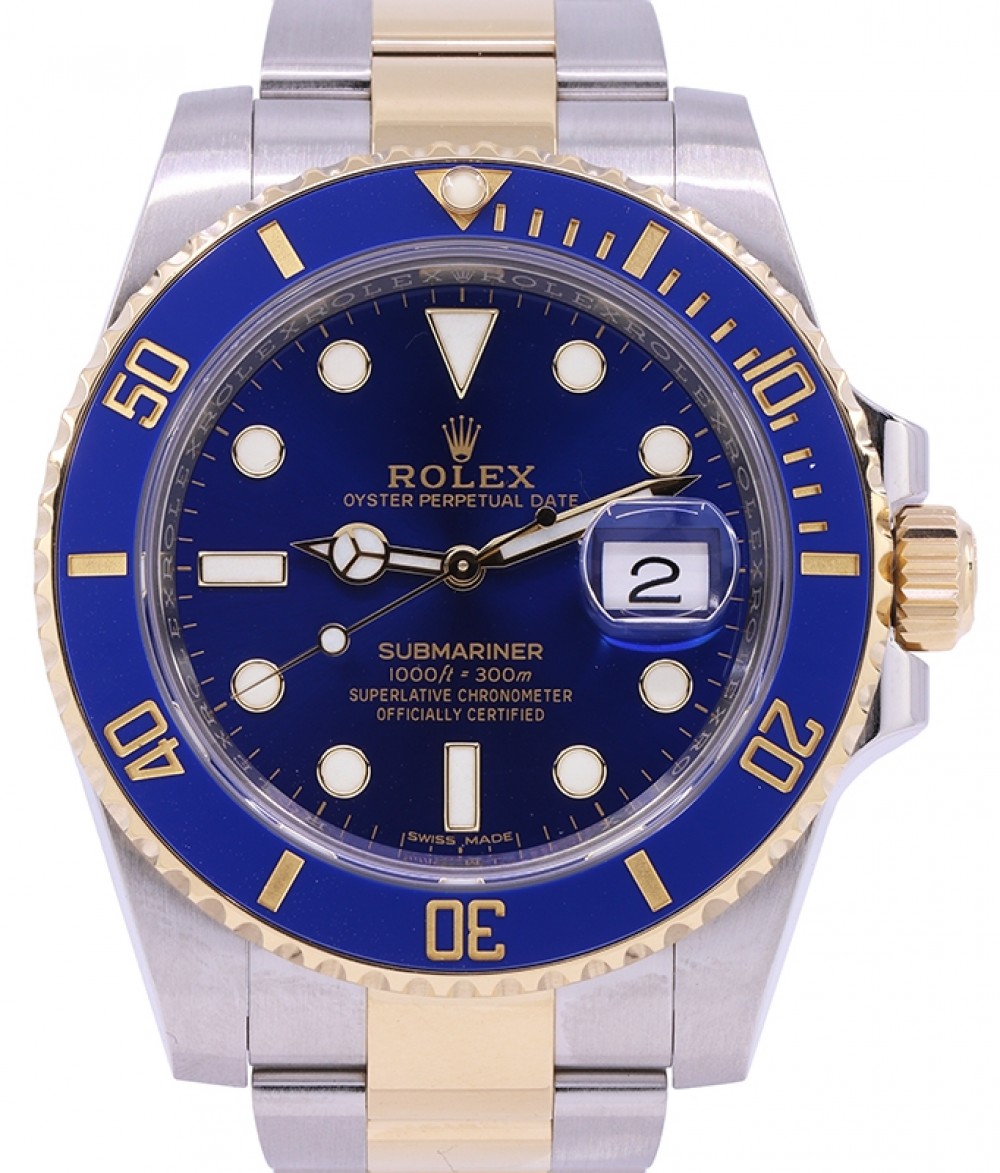 Rolex Submariner 116613LB Men's Blue Ceramic Two-Tone 18k Yellow Gold Stainless Steel Oyster - PRE-OWNED