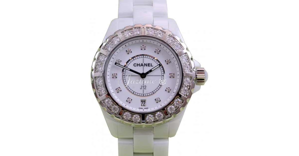 Chanel J12 White Ceramic Bracelet 38mm Double Row Diamond Bezel Watch H0969  RHGZBH - Beverly Hills Watch