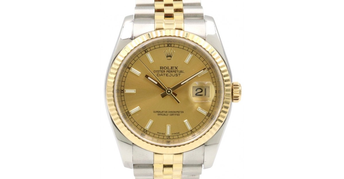 Rolex 116238-0067 : Datejust 36 Yellow Gold Fluted / Jubilee