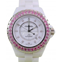 Chanel White J12 with Pink Sapphire Ceramic Watch H1181