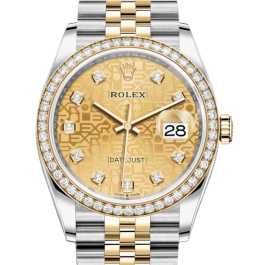 Rolex Datejust 36 Silver Diamond Set Dial Jubilee Bracelet Yellow Gold and Steel (Reference #126283RBR)