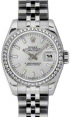 Product Image: Rolex Lady-Datejust 26 179384-SLVSJ Silver Index Diamond Bezel Stainless Steel Jubilee - BRAND NEW