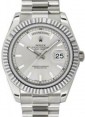 Product Image: Rolex Day-Date II 41mm Silver Index Fluted White Gold President 218239