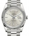 Product Image: Rolex Day-Date 40 President White Gold Silver Stripe Motif Index Dial 228239 - BRAND NEW
