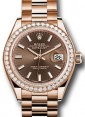 Product Image: Rolex Datejust 28 279135 Chocolate Index Diamond Bezel Rose Gold President - BRAND NEW