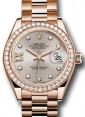 Product Image: Rolex Datejust 28 279135 Sundust Diamond Roman 9 o' Clock Diamond Bezel Rose Gold President - BRAND NEW