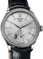 Product Image: Rolex Cellini Dual Time 50529-SLV Silver Guilloche Index White Gold Black Leather Manual BRAND NEW