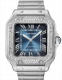 Product Image: Cartier Santos de Cartier Medium Steel/Diamond Bezel Blue Dial W4SA0006 - BRAND NEW