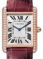 Product Image: Cartier Tank Louis Cartier Large Manual Winding Rose Gold/Diamonds Silver Dial Leather Strap WJTA0038 - BRAND NEW