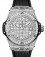 Product Image: Hublot Big Bang 3-Hands One Click Steel Full Pave 33mm Diamond Dial Rubber Strap 485.SX.9000.RX.1604 - BRAND NEW