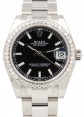 Product Image: Rolex Datejust 31 Lady Steel Black Index Dial & Diamond (Custom) Bezel Oyster Bracelet 278240 (278384RBR)