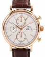 Product Image: IWC Schaffhausen IW391020 Portofino Chronograph Silver Plated Index Rose Gold Brown Leather 42mm Automatic