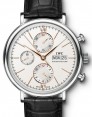 Product Image: IWC Schaffhausen IW391022 Portofino Chronograph Silver Plated Index Stainless Steel Black Leather 42mm Automatic