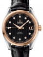 Product Image: Omega Seamaster Aqua Terra 150M Omega Co-Axial 38.5mm Stainless Steel Red Gold Black Dial Diamond Set Index Alligator Leather Strap 231.23.39.21.51.001 - BRAND NEW