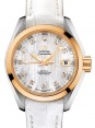 Product Image: Omega Seamaster Aqua Terra 150M Co-Axial Chronometer 30mm Stainless Steel Yellow Gold White Mother of Pearl Dial Diamond Set Index Alligator Leather Strap 231.23.30.20.55.002 - BRAND NEW