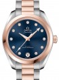 Product Image: Omega Seamaster Aqua Terra 150M Co-Axial Master Chronometer 34mm Stainless Steel Sedna Gold Blue Dial Diamond Set Index Steel Sedna Gold Bracelet 220.20.34.20.53.001 - BRAND NEW