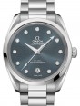 Product Image: Omega Seamaster Aqua Terra 150M Co-Axial Master Chronometer Ladies 38mm Stainless Steel Blue Dial Dimond Set Index Steel Bracelet 220.10.38.20.53.001 - BRAND NEW