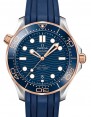 Product Image: Omega Seamaster Diver 300M Co‑Axial Master Chronometer 42mm Stainless Steel/Sedna™ Gold Blue Dial Rubber Strap 210.22.42.20.03.002 - BRAND NEW