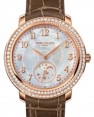 Product Image: Patek Philippe Complications Diamond Ribbon Joaillerie Moon Phase Manual Winding Rose Gold Diamond Bezel 33.3mm White Mother of Pearl Dial Alligator Leather Strap 4968R-001 - BRAND NEW