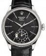 Product Image: Rolex Cellini Dual Time White Gold Black Guilloche Index Dial Domed & Fluted Double Bezel Black Leather Bracelet 50529 - BRAND NEW