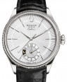 Product Image: Rolex Cellini Dual Time White Gold Silver Guilloche Index Dial Domed & Fluted Double Bezel Black Leather Bracelet 50529 - BRAND NEW