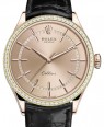 Product Image: Rolex Cellini Time Rose Gold Pink Index Dial Diamond Bezel Black Leather Bracelet 50705RBR - BRAND NEW