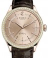 Product Image: Rolex Cellini Time Rose Gold Pink Index Dial Diamond Bezel Tobacco Leather Bracelet 50705RBR - BRAND NEW