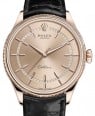 Product Image: Rolex Cellini Time Rose Gold Pink Index Dial Domed & Fluted Double Bezel Black Leather Bracelet 50505 - BRAND NEW