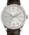 Product Image: Rolex Cellini Time White Gold Rhodium Index Dial Diamond Bezel Tobacco Leather Bracelet 50709RBR - BRAND NEW