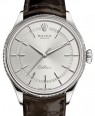Product Image: Rolex Cellini Time White Gold Rhodium Index Dial Domed & Fluted Double Bezel Tobacco Leather Bracelet 50509 - BRAND NEW