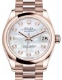 Product Image: Rolex Datejust 31 Lady Midsize Rose Gold White Mother of Pearl Diamond Dial & Smooth Domed Bezel President Bracelet 278245 - BRAND NEW