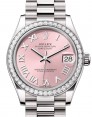 Product Image: Rolex Datejust 31 White Gold Pink Roman Dial & Diamond Bezel President Bracelet 278289RBR - BRAND NEW