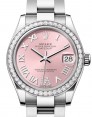 Product Image: Rolex Datejust 31 White Gold/Steel Pink Roman VI Diamond Dial & Bezel Oyster Bracelet 278384RBR - BRAND NEW