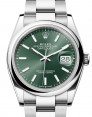 Product Image: Rolex Datejust 36 Stainless Steel Mint Green Index Dial & Smooth Domed Bezel Oyster Bracelet 126200 - BRAND NEW