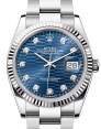 Product Image: Rolex Datejust 36 White Gold/Steel Bright Blue Fluted Motif Diamond Dial & Fluted Bezel Oyster Bracelet 126234 - BRAND NEW