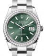 Product Image: Rolex Datejust 36 White Gold/Steel Mint Green Index Dial & Diamond Bezel Oyster Bracelet 126284RBR - BRAND NEW