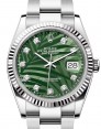 Product Image: Rolex Datejust 36 White Gold/Steel Olive Green Palm Motif Diamond Dial & Fluted Bezel Oyster Bracelet 126234 - BRAND NEW