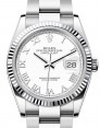 Product Image: Rolex Datejust 36 White Gold/Steel White Roman Dial & Fluted Bezel Oyster Bracelet 126234 - BRAND NEW