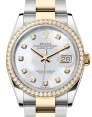 Product Image: Rolex Datejust 36 Yellow Gold/Steel White Mother of Pearl Diamond Dial & Diamond Bezel Oyster Bracelet 126283RBR - BRAND NEW